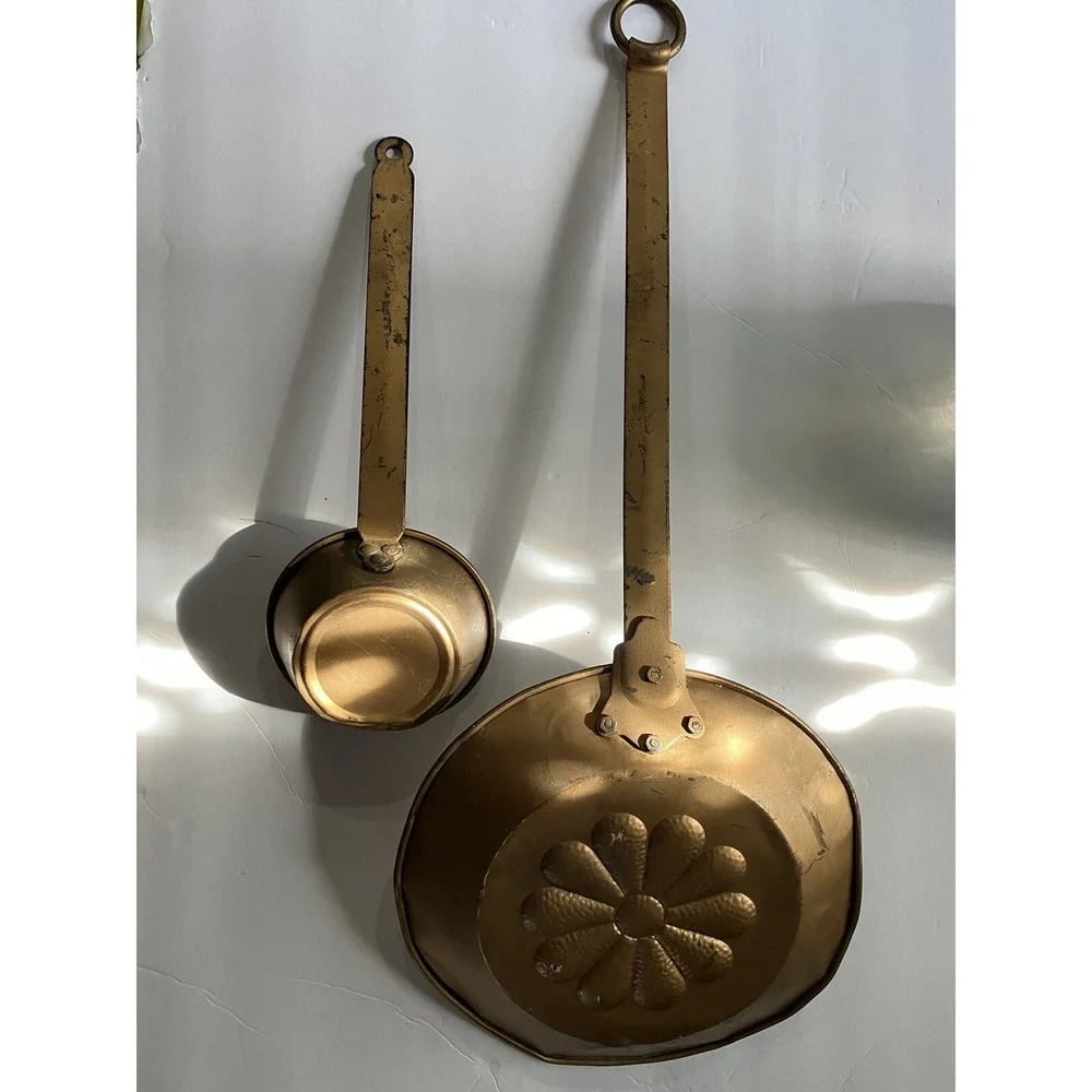 Vintage‎ Copper Sauté Pan W/ Metal Long Handle-set of 2